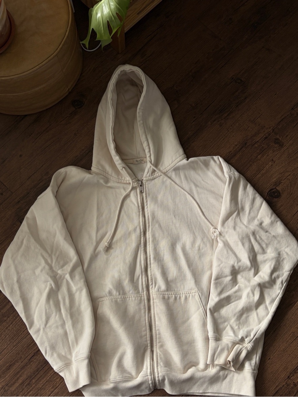 Brandy Melville Cream Zip-Up Hoodie